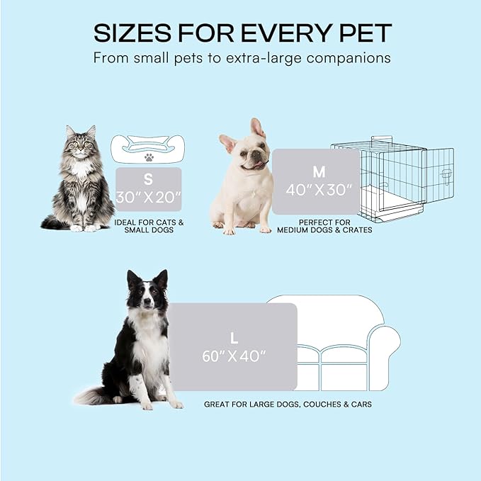 Luciphia Premium Dog Cooling Mat Non-Slip Q-MAX>0.5 Self-Cooling Pad for Small Pet Cat Indoor Portable Kennel Puppy Bed for Summer Crate Pad for Dog Washable Light Grey 20x30 inches