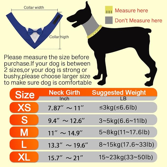 Dog Wedding Bandana, Formal Dog Tuxedo Adjustable Pet Collar with Bow, Small, Medium and Large Dog Wedding Clothing, Birthday Gifts for Dogs (Medium, Black)