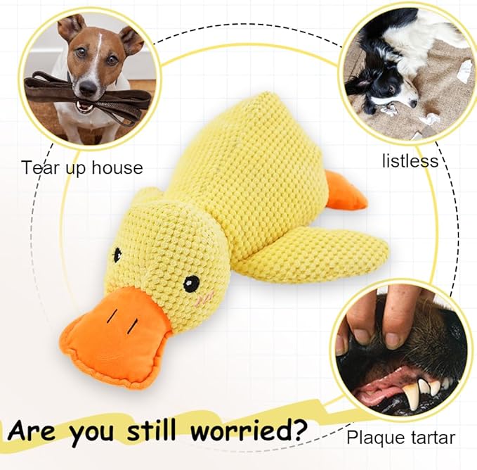 2025 Upgraded Dog Toys, New Durable Calming Duck Toys, Dog Toys for Aggressive Chewers with Soft Squeaker, Fun for Indoor Puppies and Senior Pups (Pink, L-11.4 * 13.5in)