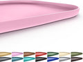 Silicone Pet Food Mat with Raised Edge for Food and Water Bowl, Dog Feeding Mats, Cat Food Trays for Floor Waterproof, Rubber Tray for Dogs and Cats, 19 x 12 x 0.7 Pink