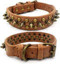 Spiked Dog Collar Soft Pu Leather Mushrooms Rivet Spike Studded Puppy Adjustable Pet Collars for Small Breeds (S, Brown1)