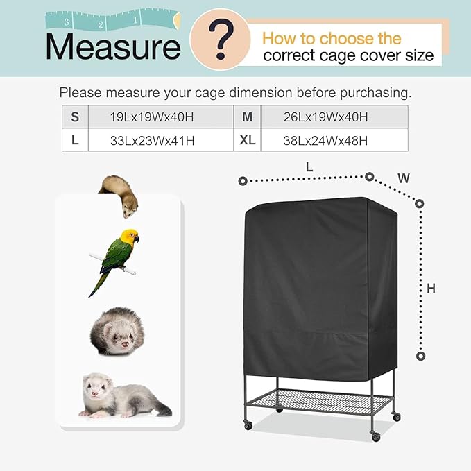 Bird Cage Covers for Night Breathable Cover Black Out Lightweight Washable Dust Proof Hood Lovebird Canary Conure Cockatiel Parakeet Pet