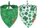 PTDECOR St. Patrick's Day Dog Bandana, Reversible Dog Scarf, Multi Size Offered, Green Shamrock Pet Bandanas for Medium Large Dogs Pets (St. Patrick's Day, Large)