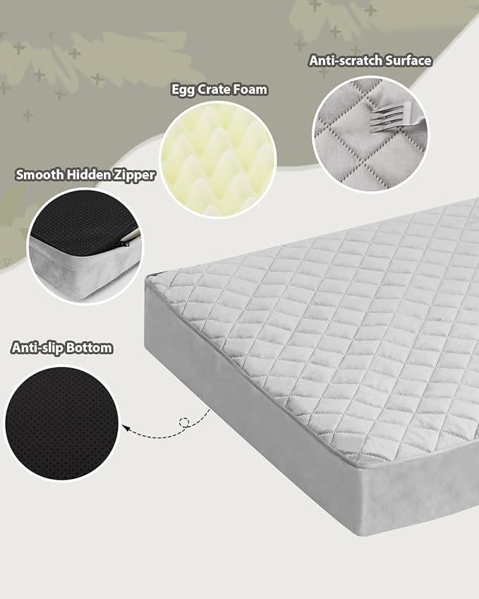 Orthopedic Dog Beds for Extra Large Dogs Waterproof with Removable Washable Cover and Non-Slip Bottom, 47x29 Inch, Light Gray