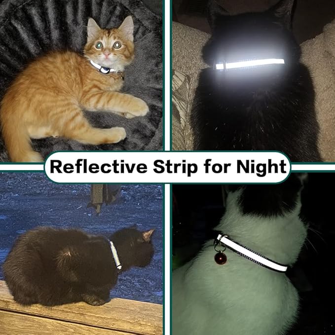 Airtag Cat Collar Breakaway, Reflective Kitten Collar with Apple Air Tag Holder and Bell for Girl Boy Cats, 0.4 Inches in Width and Lightweight(Orange)
