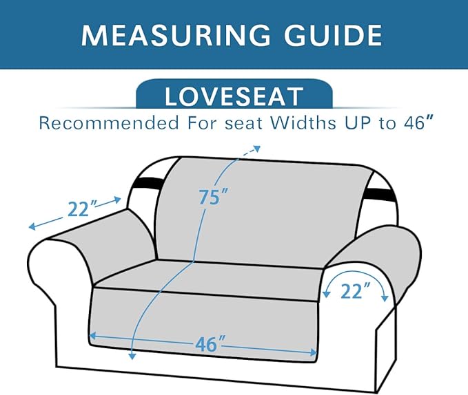 H.VERSAILTEX Reversible Loveseat Cover Furniture Protector Anti-Slip Water Resistant 2 Inch Wide Elastic Straps Couch Covers Pets Kids Fit Sitting Width Up to 46"(Love Seat: 75" x 90", Khaki/Beige)
