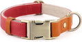 Plutus Pet Genuine Leather & Hemp Dog Collar – Adjustable Heavy Duty Pet Collar with Quick Release Metal Buckle, Soft & Stylish for Puppy and Small, Medium, Large Dogs (Red, XS)