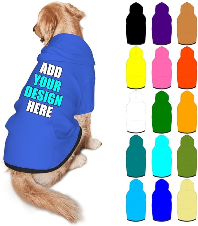 Custom Dog Clothes with Photo Name Logo Personalized Dog Sweaters for Small Medium Large Dogs Breathable Warm, RoyalBlue, S