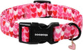 DOGWONG Valentine Dog Collar, Pink Heart Dog Collar, Girl Female Dog Collars with Strong Plastic Buckle for Large Dogs,XL