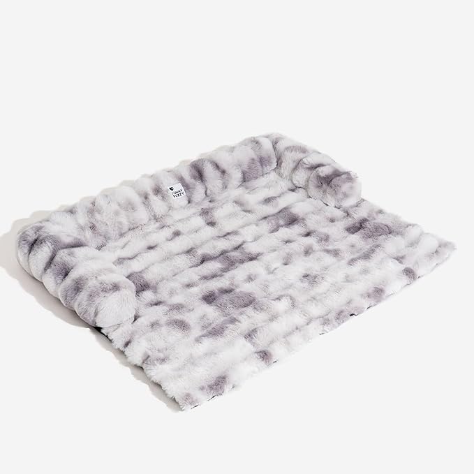 FUNNY FUZZY Pet Fluffy Fuzzy Couch Cover, Calming Washable Dog Bed Sofa Protector Pets Mat for Small Dogs and Cats (Tie-dye Grey, 27"×22"×4.7")