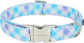 Cotton Collar for Dog，Soft Adjustable Dog Collars for Medium Dogs, Cute Dog Collar with Blue & White Plaid for Small Medium Large Dogs, Perfect for Girl or Boy Dog Collars-M