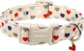 DOGWONG Valentine's Dog Collar-Hearts Print Dog Collar for Large Cute Dog Collars Spring Female Male Pet Gift Adjustable Heavy-Duty Soft Collar，L