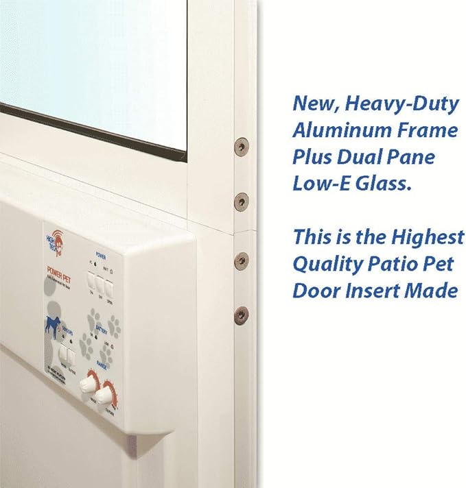 Power Pet Automatic Sliding Glass Patio Pet Door by High Tech Pet - Pet Operated Dog Door, Heavy-Duty Aluminum Frame (92 3/4" - 96"), Secure, Air Tight, for Cats and Dogs up to 30 lbs. Easy Install