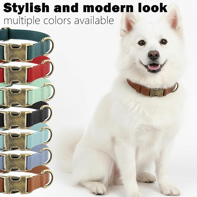 Dog Collar and Leash Set,Leather Silicone Waterproof Odor-Proof Dog Collar and Leash for Medium Dogs, Soft Flexible Dog Collars, Durable Thick Adjustable Pet Collar (Brown, Medium (11.5-18.5" Neck))