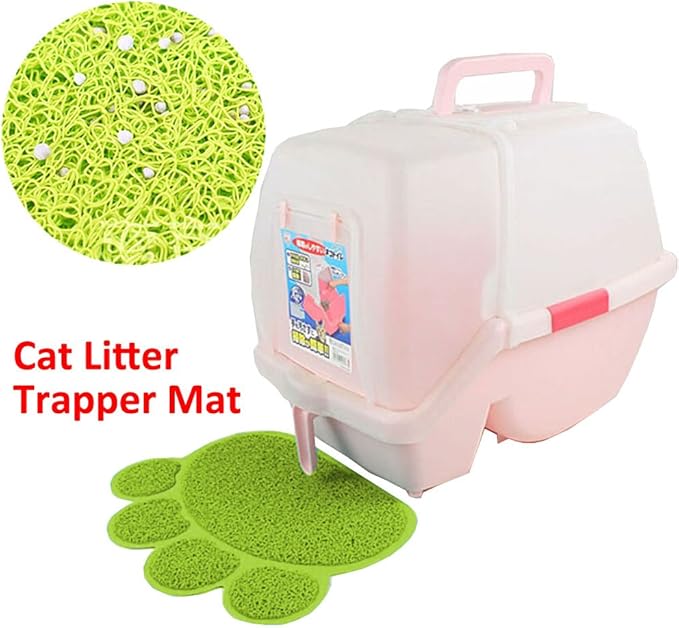 PVC Pet Dog Cat Puppy Kitten Dish Bowl Food Water Feeding Placemat, Non-Slip Cat Litter Mat Paw Shape, Rose Small