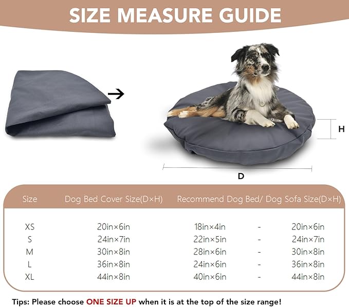 Dog Bed Cover Waterproof Replacement Machine Washable Covers for Dog Bed Heavy Duty Scratch Resistant Mattress Protector Pet Bed Round 44x44 Inch Cover Only