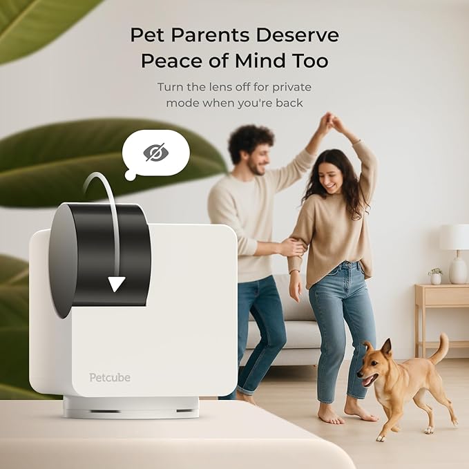 Petcube Cam 360 Camera Interactive WiFi Pet and Home Security Pan-Tilt Camera with Phone App, 1080p HD Video, 360° Rotation, Night Vision, AI Alerts