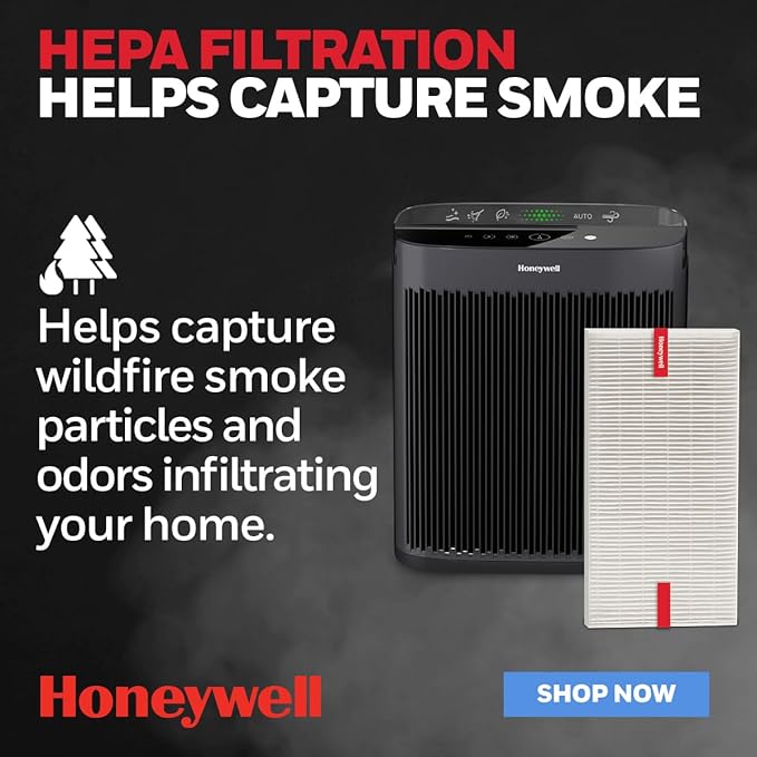 Honeywell HEPA Air Purifier Filter R, 1-Pack for HPA 100/200/300, 3000 and 5000 Series - Airborne Allergen Air Filter Replacement Targets Wildfire/Smoke, Pollen, Pet Dander, and Dust