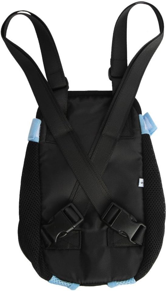 Pet Dog Puppy Cat Carrier Five Holes Backpack Double Shoulder Straps Mesh Front Chest Backpack Bag, L, Blue