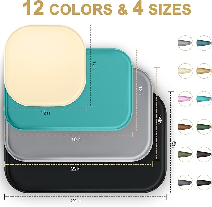 Small Silicone Pet Food Mat with Raised Edge for Food and Water Bowl, Square Dog Feeding Mats, Cat Food Trays for Floor Waterproof, Rubber Tray for Dogs and Cats, 12 x 12 x 0.7 Dark Brown