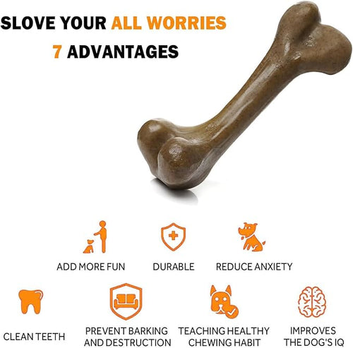 Aggressive Dog Chew Toys - Nylon Bones, Indestructible, Durable Teething Toys for Medium Large Dogs, Extreme Chew Toys, Beef Flavor (2pcs)