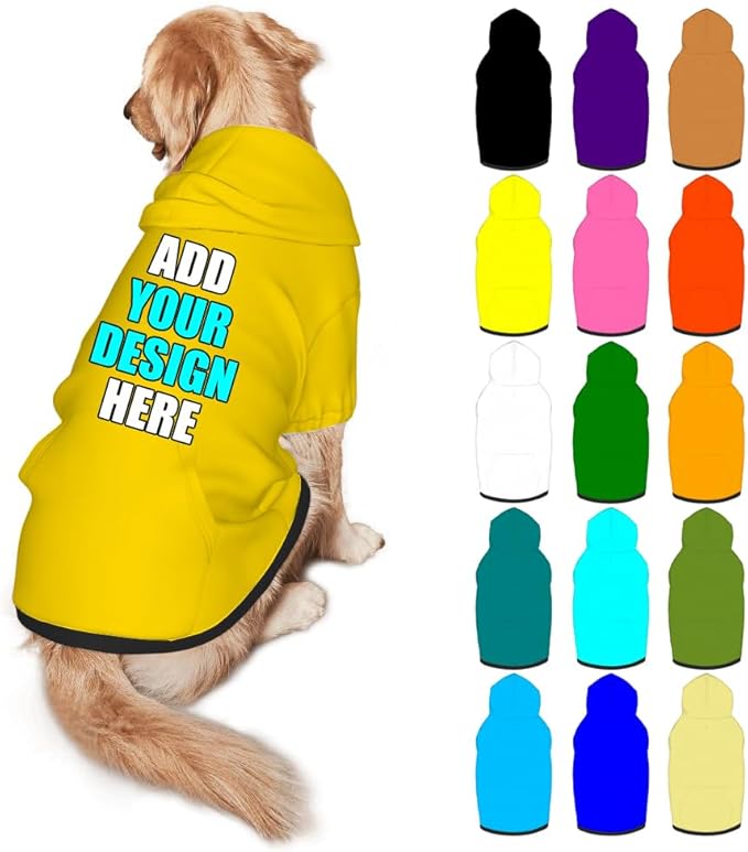 Customized Dog Hoodie with Name Logo Personalized Text Soft & Warm for Puppy Sweatshirt Hooded for Small Medium Large Dogs Girl/Boy Cats/Kitten, Gold, XL