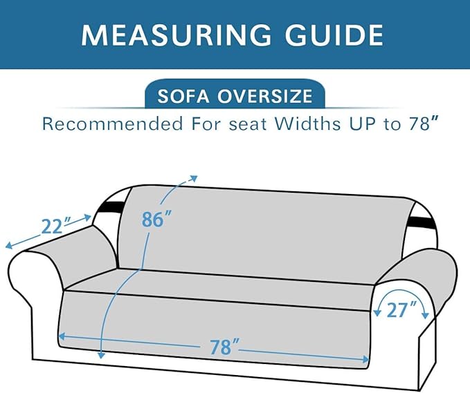 H.VERSAILTEX Reversible Sofa Slipcover Furniture Protector Water Resistant 2" Elastic Straps Sofa Cover Couch Covers Pets Kids Fit Sitting Width Up to 78" (Oversized Sofa: 86" x 132", Ivory/Beige)