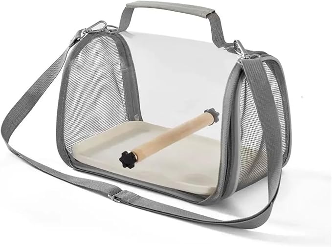 Portable Bird Travel Carrier for Small Birds and Parrots - Wooden Cage with Side Perch, Soft Mat, and Mesh Window Accessory