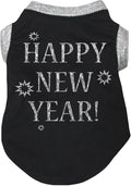Petitebella Bling Happy New Year Puppy Dog Shirt (Black/Sliver, Small)