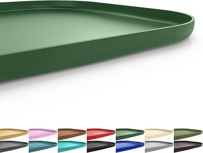 Silicone Pet Feeding Mat with Raised Edge for Food and Water, Dog Bowl Mats, Cat Bowls Placemat with High Lip for Floor Waterproof, Rubber Tray for Cats and Dogs 19 x 12 x0.7 Dark Olive