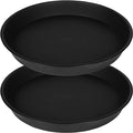 2 Pack of 20 21 inch Plant Saucer Round, Deep Plant Saucers for Pots, Heavy Duty Plastic Plant Drip Tray for Indoors Outdoor, Bird Bath Bowls, Plant Trays for Planter 19-22" (21 inch, Black)