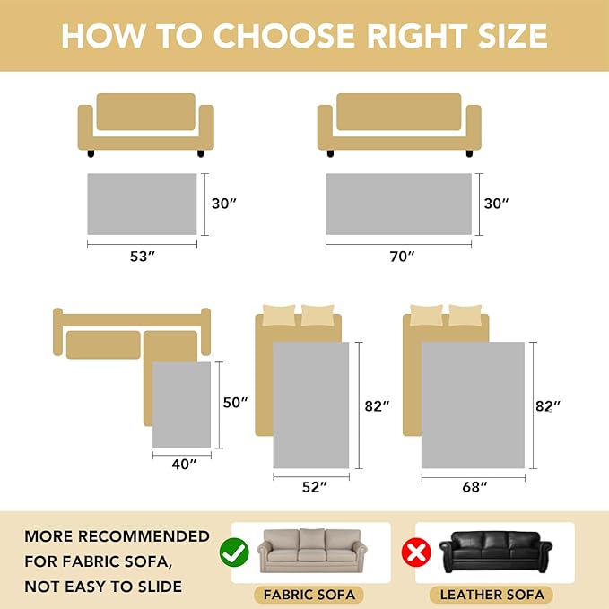 H.VERSAILTEX Non Slip Pet Couch Cover Chenille Dog Bed Protector Thick Soft Sofa Slipcover Pet Friendly Washable Couch Cushion Covers for Pets (52" x 82", Caramel)