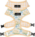 Lucy & Co. Sunshine and Daffodils Reversible Dog Harness, Adjustable Comfort Fit with Dual Leash Attachments, Large