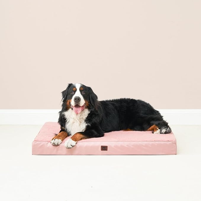 EHEYCIGA Orthopedic XXL Dog Beds for Jumbo Dogs with Removable Washable Cover, Pink, 50x36