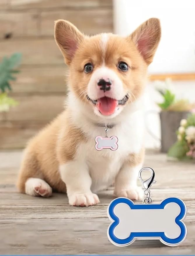 Double-Sided Personalized Dog Tags for Pets - pet ID tag, Laser Engraved Dog tag, Name tag for Dog Collar, Dog Tags for Large Dogs (Pink, Bone-Shaped-Large)
