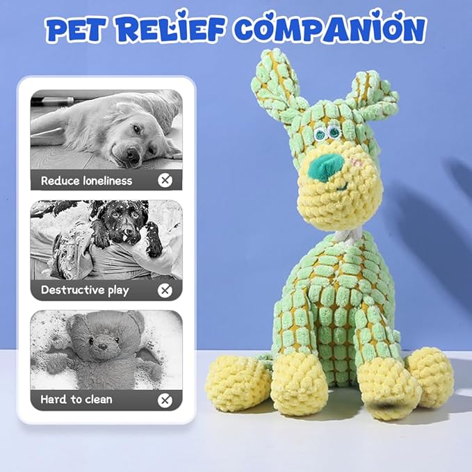 2025 New Dog Toys, Indestructible Plush Dog Toy, Dogs Toys for Aggressive Chewers, Dogs Squeaky Chew Toy for Indoor Pups Teething (Brown 1pcs)