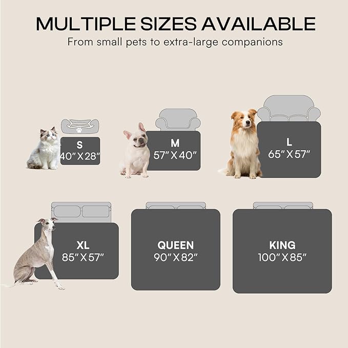Luciphia Waterproof Pet Blanket, Liquid Pee Proof Dog Blankets for Sofa Bed Couch, Reversible Sherpa Fleece Furniture Protector Cover for Small Medium Large Dogs Cats,Light Grey Large（65" x 57"）