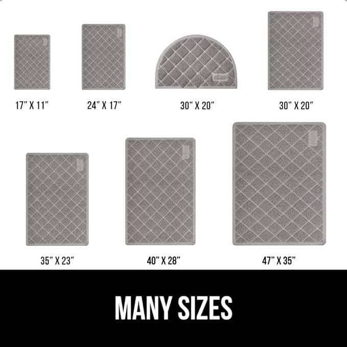 GORILLA GRIP Cat Litter Box Mat, 35x23 2 Pack, Water Resistant, US Designed Kitty Litter Trapping Mats, Easy to Clean Scatter Control, Less Mess and Clean Floors, Kitten Supplies for Indoor Cats, Grey