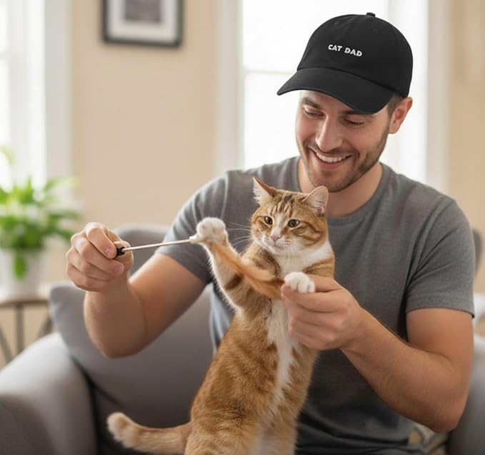 Cat Mom & Dad Hats for Proud Cat Parents | for Men & Women | Embroidered Text - Adjustable Fit - 100% Cotton
