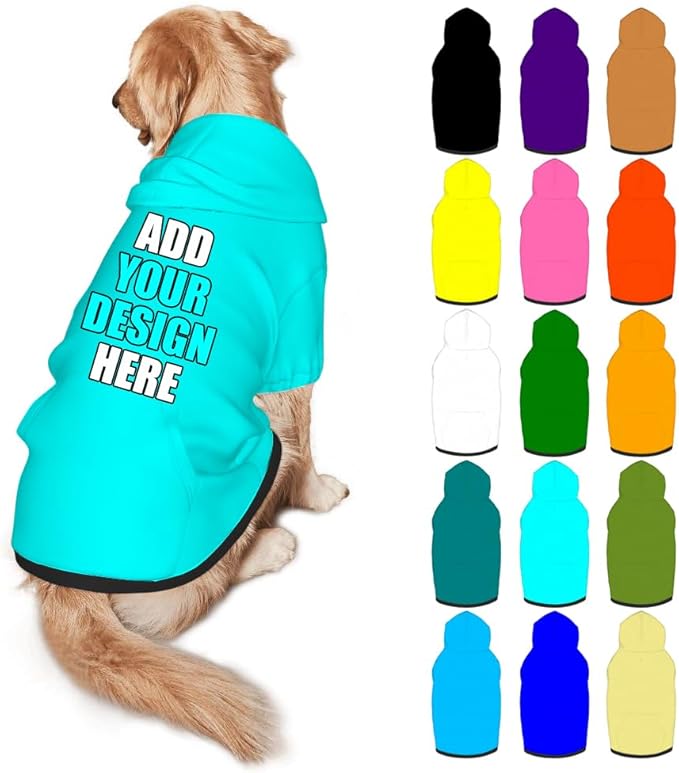Customized Dog Hoodie with Name Logo Personalized Text Soft & Warm for Puppy Sweatshirt Hooded for Small Medium Large Dogs Girl/Boy Cats/Kitten, Cyan, XXL