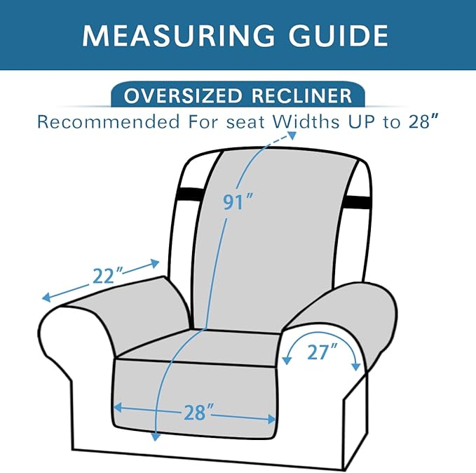 H.VERSAILTEX Reversible Quilted Recliner Covers Water Resistant Furniture Protector for Reclienr Chair with Elastic Straps for Pets Kids Sitting Width Up to 28"(Oversized Recliner, Red/Tan)