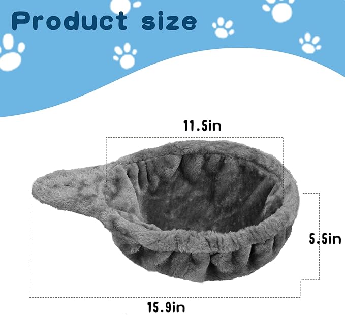 Cozy Cat Tree Hammock for Large Cats With Deep Basket - Add On Attachment Design for Cat Tower, Replacement Extra Large (12.4") (Grey)