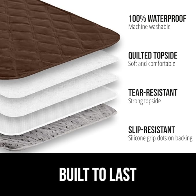 GORILLA GRIP Waterproof Couch Cover for Dogs, Gripped Slip Resistant Backing, Leak Proof Washable Dog Blanket Covers Sofa, Bed, Sectional, Crate, Car, RV Seats, Pet Puppy Essentials, 50x40 Brown