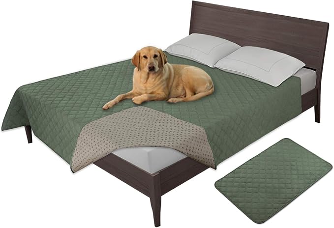 Easy-Going 100% Waterproof Dog Bed Cover, Non-Slip Pet Blanket for Furniture, Washable Couch Cover, Repleasement Sofa Cover (120X82 in,Greyish Green)