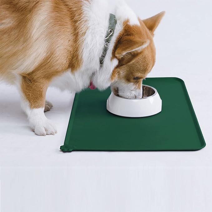 AUDWUD Silicone Waterproof Pet Feeding Mats,Anti Slip Bowl Pad, Dog Mat for Food and Water
