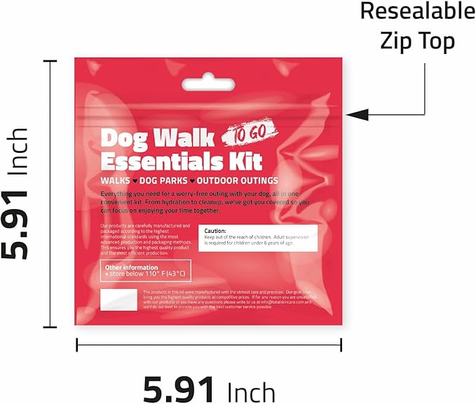 pH Advantage Dog Walking Essentials Kit – Includes Poop Bags, Disposable Water Bowl, Treats & Food – Travel-Friendly Pack Perfect for Walks, Hiking & Unexpected Emergencies - Red Style (1)