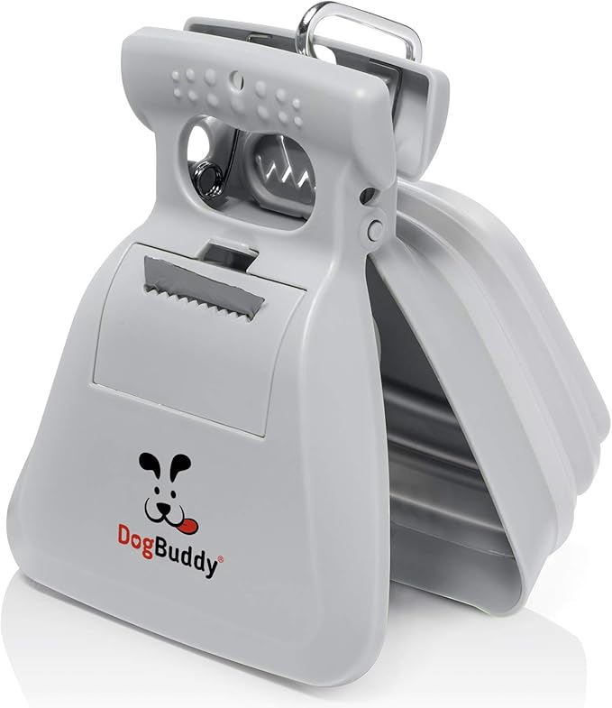 DogBuddy Pooper Scooper, Portable Dog Pooper Scooper, Poop Scooper for Small and Large Dogs, Pooper Scooper with Bag Attachment, Leash Clip and Dog Waste Bags Included (Large, Mist)