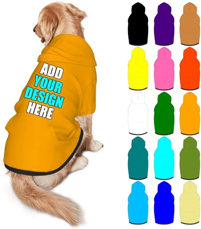 Personalized Dog Hoodie Customized with Name Photo Pet Warm Sweater Hoodie for Medium Large Dogs & Cat Puppy, Orange, XL