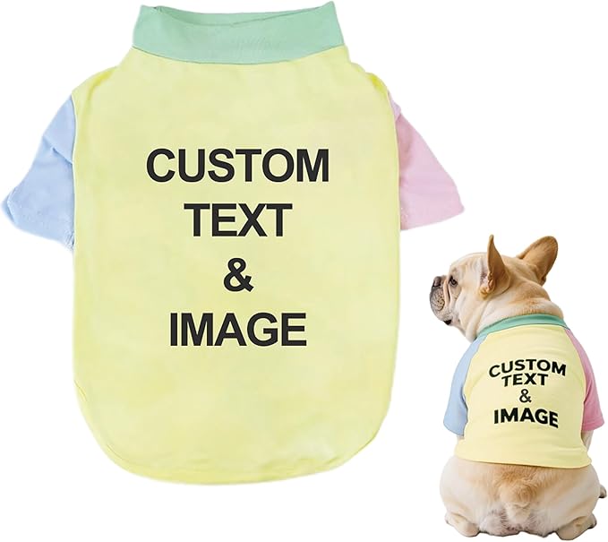 Custom Dog Shirt,Personalized Pet Apparel with Name Text Photo Image,Lightweight Breathable Puppy Kitten Cotton Vest for Small Medium Large Dogs Cats,Puppy Gift (Dopamine Yellow, Large)
