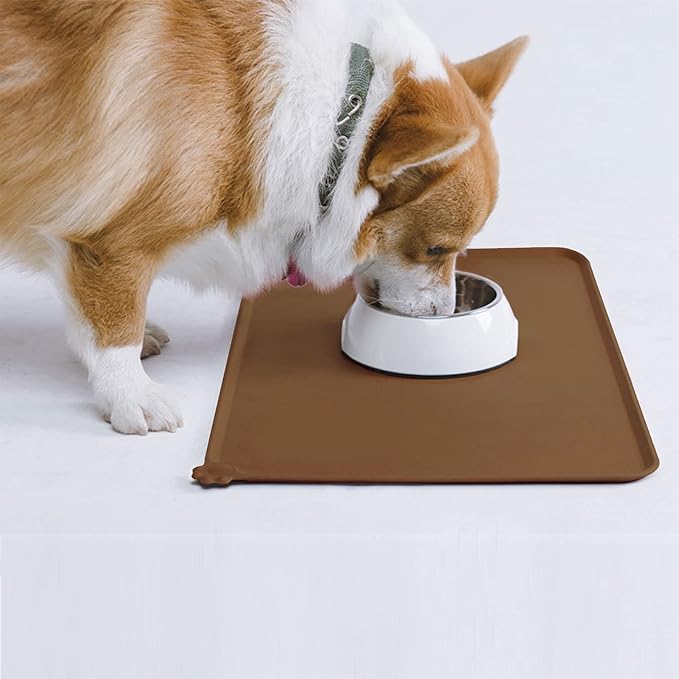 AUDWUD Silicone Waterproof Pet Feeding Mats,Anti Slip Bowl Pad,Dog Mat for Food and Water